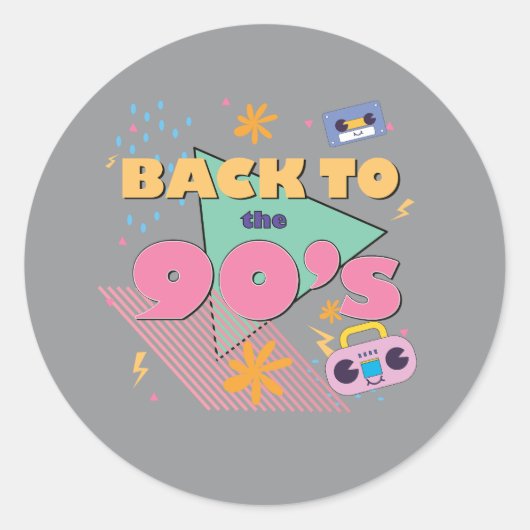 Speels nostalgisch design ronde sticker (Voorkant)