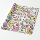 Speels Paashaas Patroon Cadeaupapier (Uitgerold)