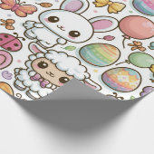 Speels Paashaas Patroon Cadeaupapier (Hoek)