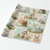 Speels Paashaas Patroon Cadeaupapier (Uitgerold)