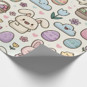 Speels Paashaas Patroon Cadeaupapier (Hoek)