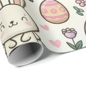 Speels Paashaas Patroon Cadeaupapier (Rol Hoek)