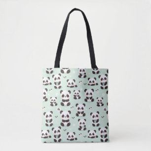 speels pandapatroon tote bag
