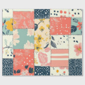 Speels pastelbloem patchwork patroon cadeaupapier (Vlak)