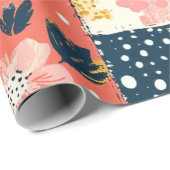 Speels pastelbloem patchwork patroon cadeaupapier (Rol Hoek)