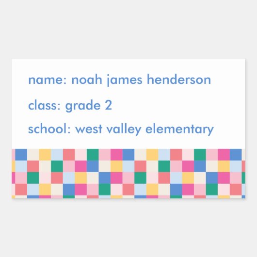 Speels patroon van meerkleurige blokken rechthoekige sticker (Voorkant)