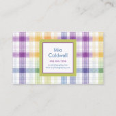 Speels Plaid Monogram Ontwerp Visitekaartje (Achterkant)