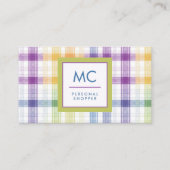 Speels Plaid Monogram Ontwerp Visitekaartje (Voorkant)