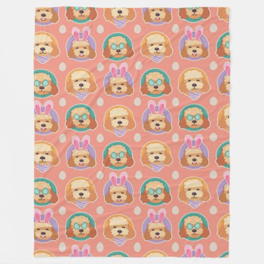 Speels Poedel Paaspatroon Fleece Deken (Voorkant)