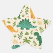 Speels Prehistorisch Dinosaurus Patroon Kinderen V Ster Sticker (Voorkant)