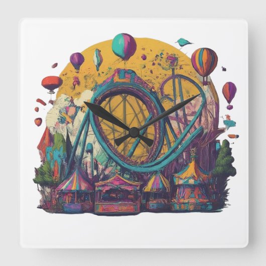 Speels pretpark vierkante klok (Voorkant)