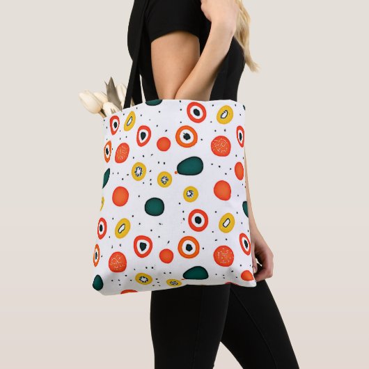 Speels puntcirkelpatroon tote bag (Dichtbij)