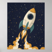 Speels raketschip - Celestial Nursery Poster (Voorkant)