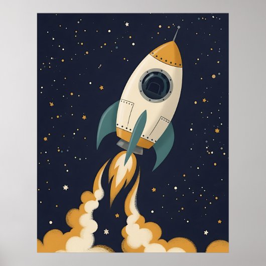 Speels raketschip - Celestial Nursery Poster (Voorkant)