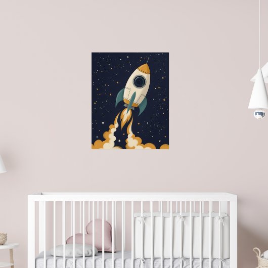 Speels raketschip - Celestial Nursery Poster (Kinderkamer 2)