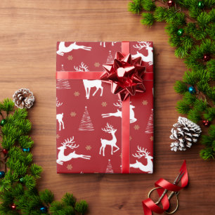 Speels rendier en boominpakpapier cadeaupapier
