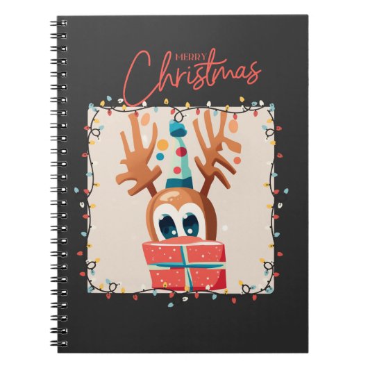 Speels rendier met cadeau notitieboek (Voorkant)