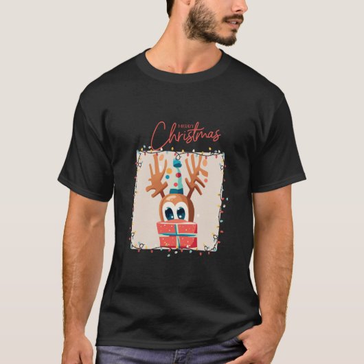 Speels rendier met cadeau t-shirt (Voorkant)