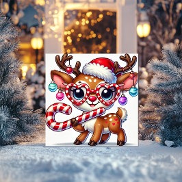 Speels rendier met een hartbril feestdagenkaart