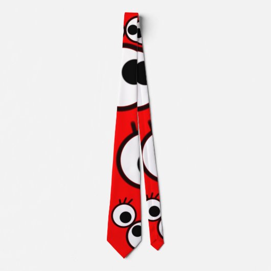 Speels Rood Oog Doodle Patroon Stropdas (Voorkant)