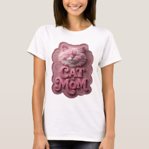 Speels roze CAT MOM Citat Shirt