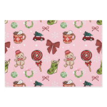 Speels roze kerstcadeaupapier