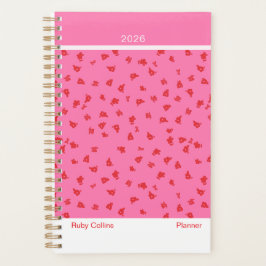 Speels Roze Minimalistische Verstrooide Bloemen Planner