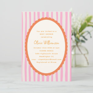 Speels roze oranje gestreepte babyborrel met sint- kaart