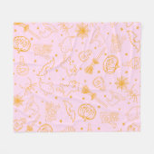 Speels Roze & Oranje Halloween Patroon Fleece Deken (Voorkant (Horizontaal))
