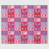 Speels Roze Valentijns Patchwork Cadeaupapier (Vlak)