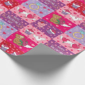Speels Roze Valentijns Patchwork Cadeaupapier (Hoek)