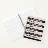 Speels roze & zwarte strepen notitieboek (Binnen)