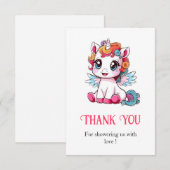 Speels Schattige Eenhoorn Baby shower Bedankkaart (Voorkant / Achterkant)