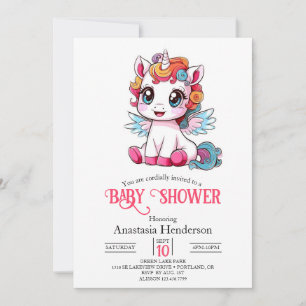 Speels Schattige Eenhoorn Baby shower Kaart
