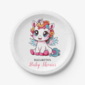 Speels Schattige Eenhoorn Baby shower Papieren Bordje (Voorkant)