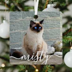 Speels Script Pet Photo Kerstmis Metalen Ornament