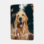 Speels Script Pet Photo Kerstmis Metalen Ornament (Voorkant links)