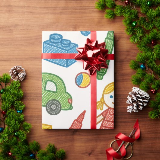 Speels Speelgoed Naadloze Doodle Art Patroon Cadeaupapier (Feestdagen Geschenken)