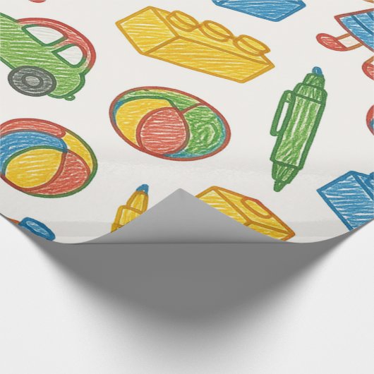 Speels Speelgoed Naadloze Doodle Art Patroon Cadeaupapier (Hoek)