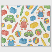 Speels Speelgoed Naadloze Doodle Art Patroon Cadeaupapier (Vlak)