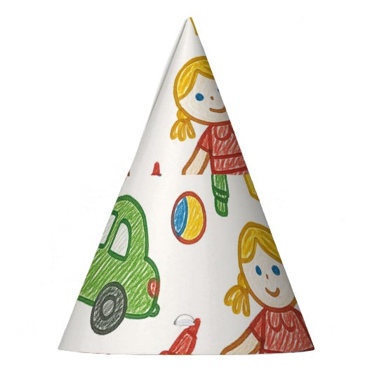 Speels Speelgoed Naadloze Doodle Art Patroon Feesthoedjes (Links)