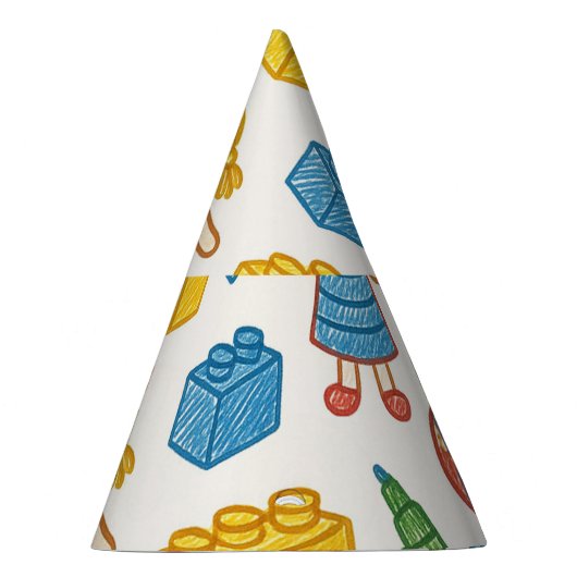 Speels Speelgoed Naadloze Doodle Art Patroon Feesthoedjes (Rechts)