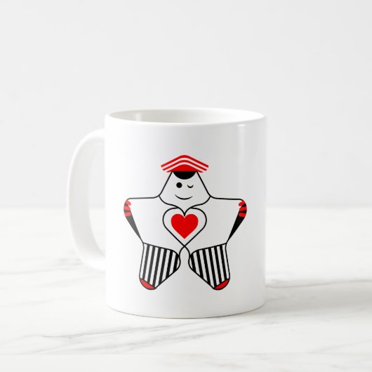 Speels Sterrenpersonage Met Hart Koffiemok (Voorkant links)