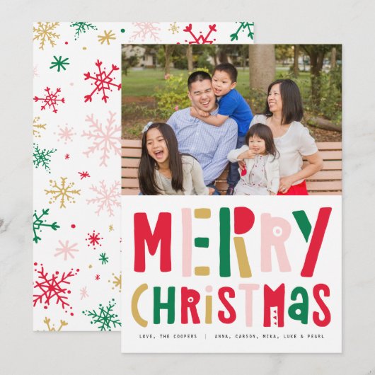 Speels type Vrolijk kerstfeest Feestdagenkaart (Voorkant / Achterkant)