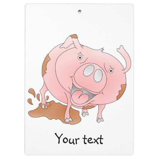 Speels varken in modderige plas klembord (Achterkant)