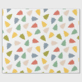 Speels veelkleurig kerstboompatroon cadeaupapier (Vlak)