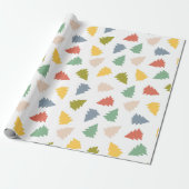 Speels veelkleurig kerstboompatroon cadeaupapier (Uitgerold)