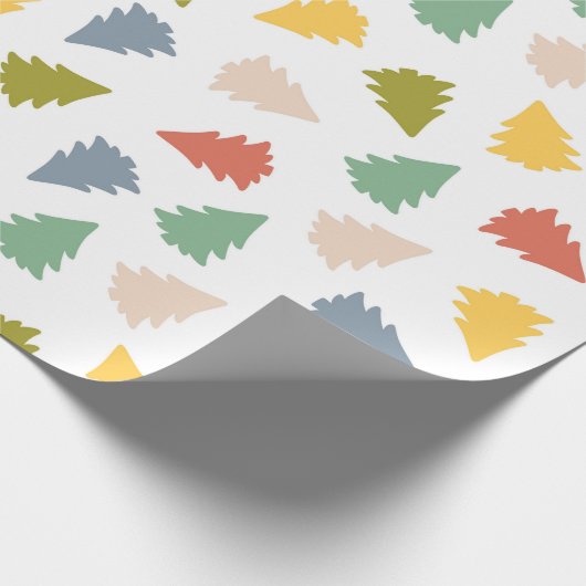 Speels veelkleurig kerstboompatroon cadeaupapier (Hoek)