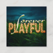 Speels voor altijd: omhels het kind binnenin." vierkante visitekaartje (Achterkant)