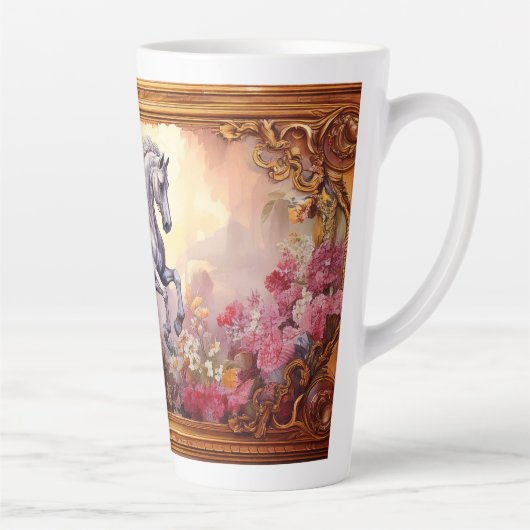 Speels wit paard latte mok (Rechts)